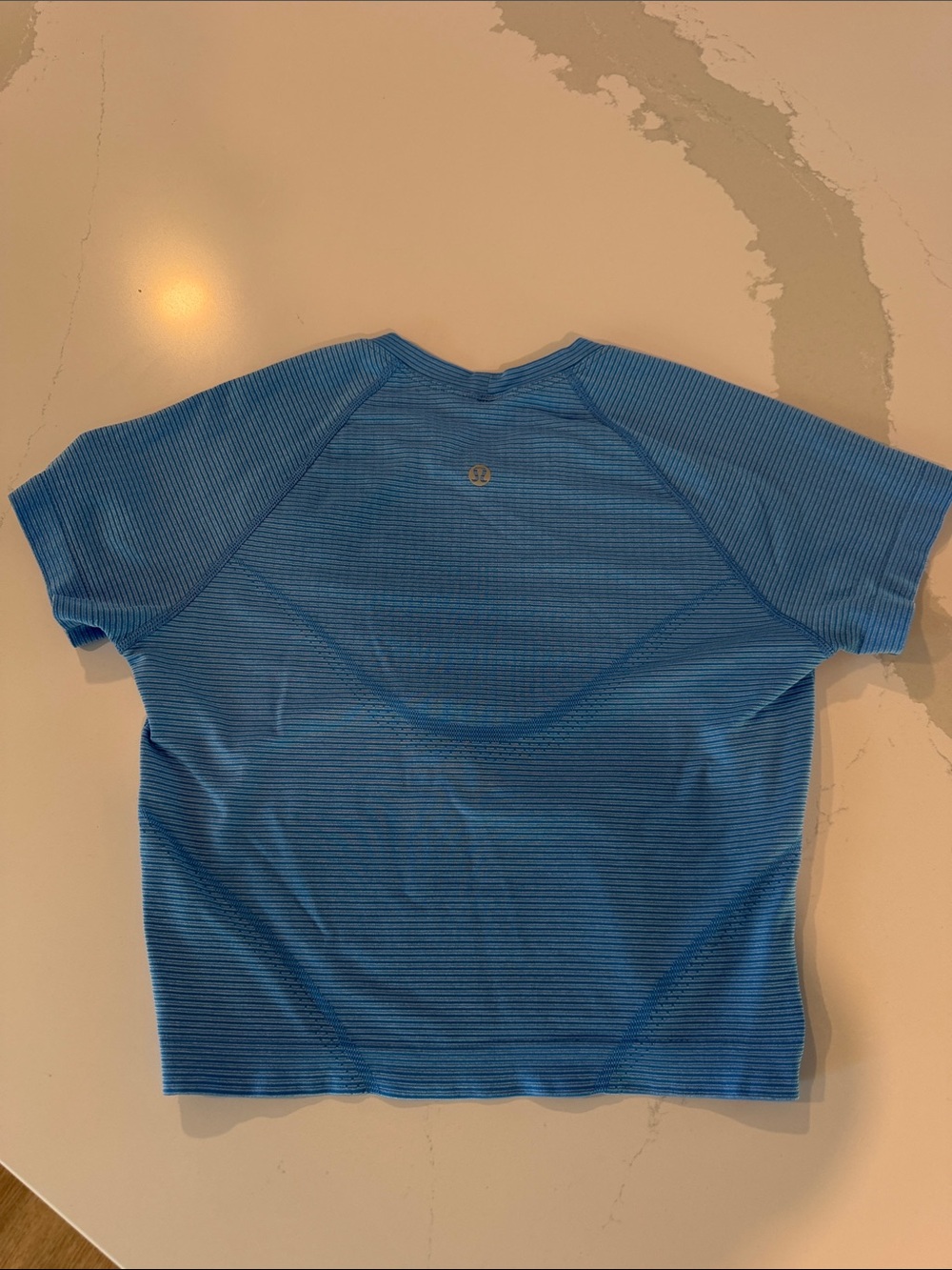 lululemon athletica Blue Striped Short Sleeve Tee